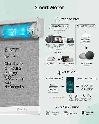Miniatura 59 de Yoolax Persianas motorizadas con control remoto, persianas inteligentes opacas para ventanas, persianas enrollables motorizadas, persianas Tela