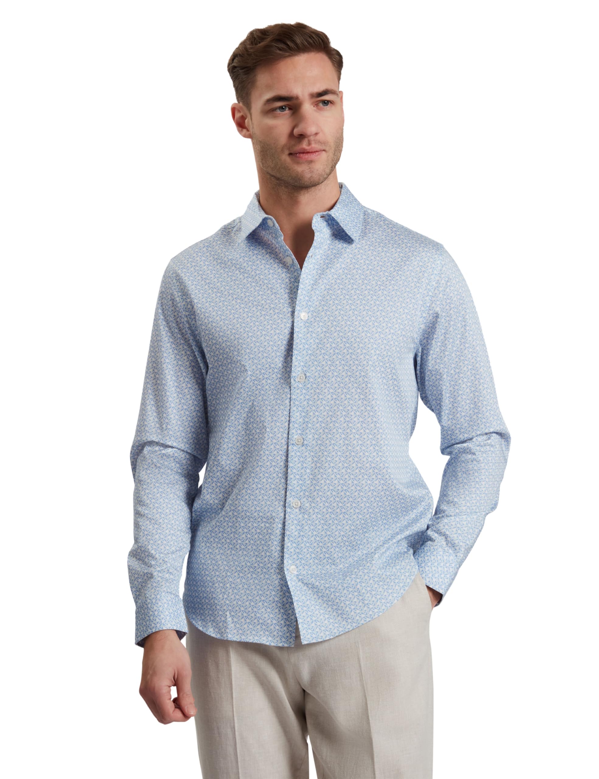 Ted Baker London alphais-ls Regular fit geo Shirt, mid-Blue