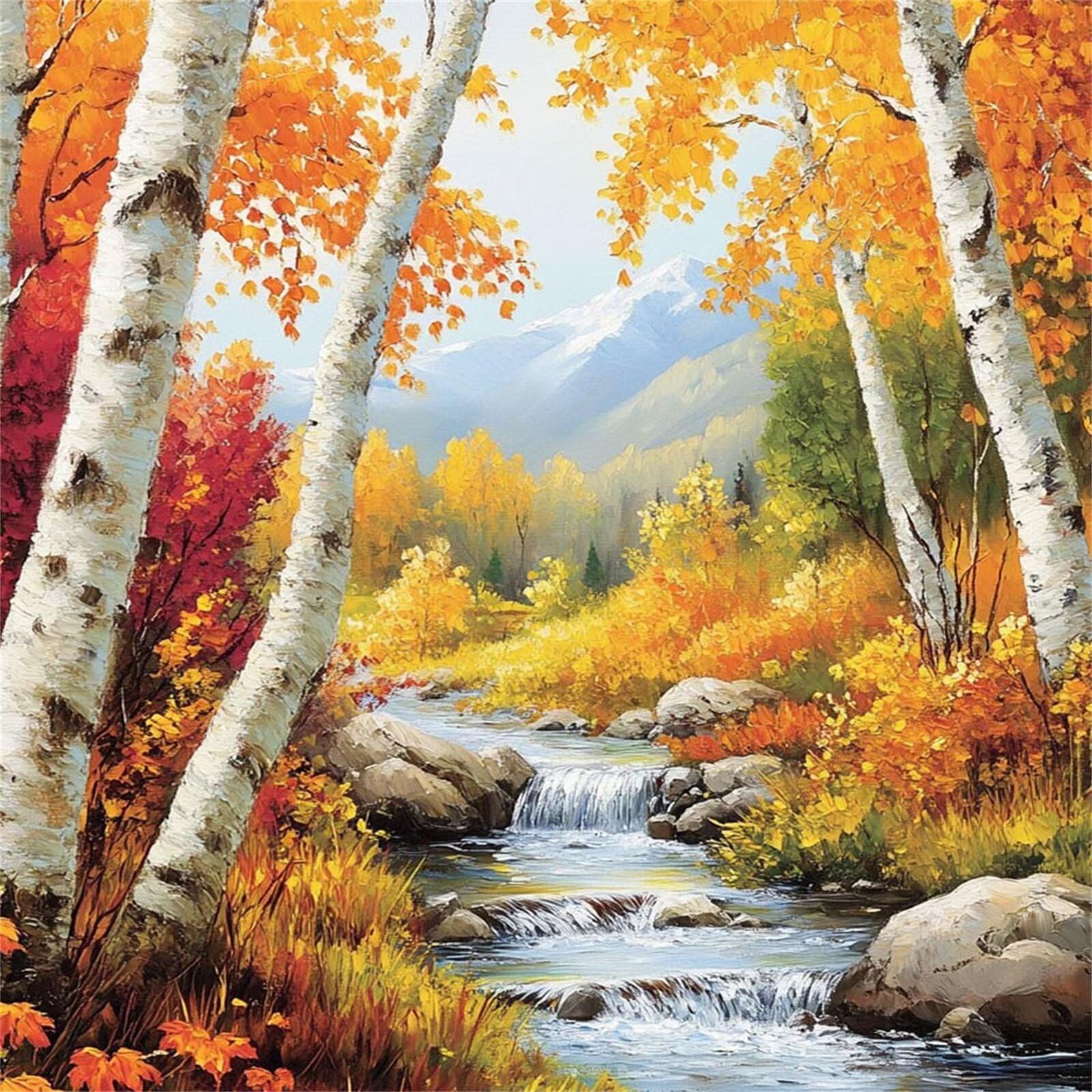 5D Diamond Painting Kit Complet, Diamond Painting Enfant Forêt Plein Foret Peinture Diamant Automne pour Adulte Débutant, Activité Manuelle Cristal Art Kit pour Décoration Murale 70x70cm FX#1101