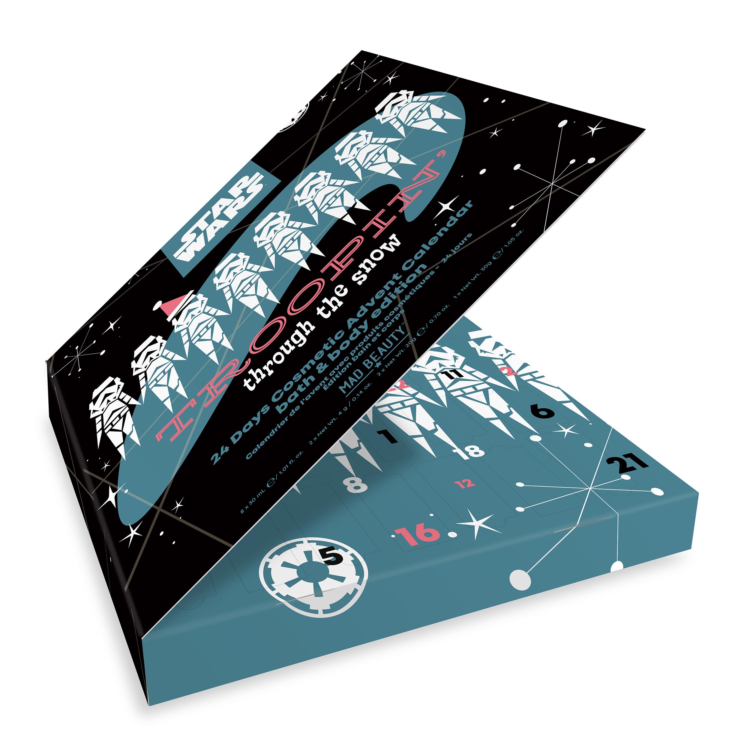 MAD Beauty – Calendario dell’Avvento Disney STAR WARS per uomini con 24 prodotti cosmetici, benessere per lui, con docciaschiuma, shampoo, sapone, pettine – Calendario di Natale in stile Stormtrooper