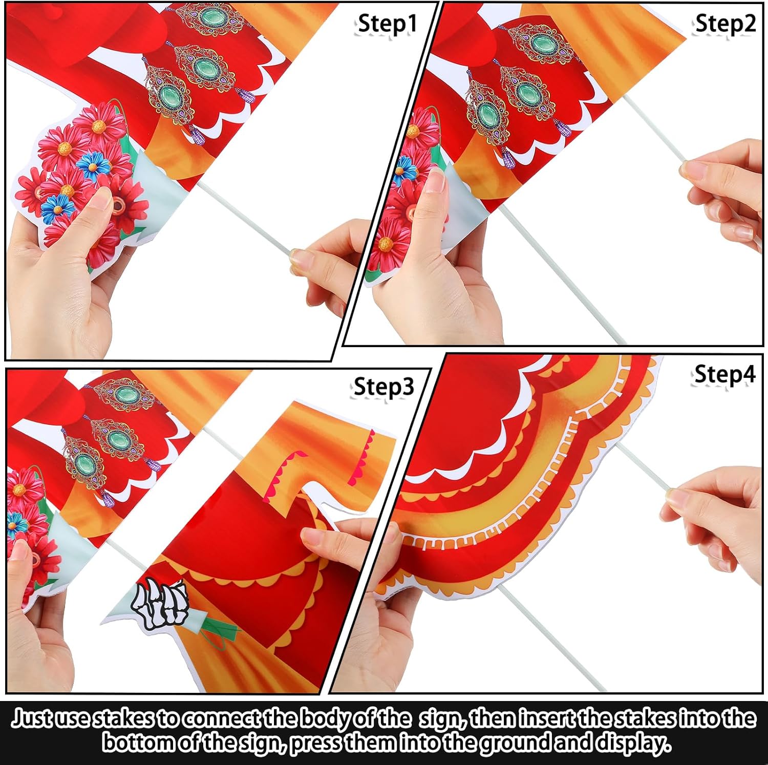 Tioncy 6 Pcs Day of The Dead Yard Decorations Outdoor Dia De Los Muertos Outside Yard Signs with Stakes String Lights Halloween Sugar Skull Couple Skeleton Decor for Mexican Fiesta Party Lawn Garden