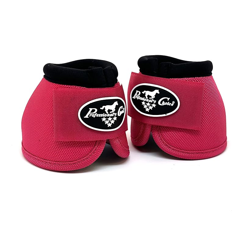 Botas de Sino para Cavalos com PVC Texturizado Professional's Choice, Par Tamanho Médio Raspberry