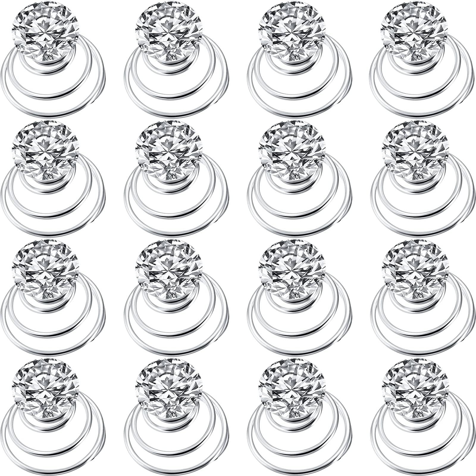WILLBOND 60 Pieces Rhinestone Crystal Twisters Set Spiral Hair Pin Coil for Wedding, Bridal, Prom, Party and Important Occasion with Clear Container (Clear)