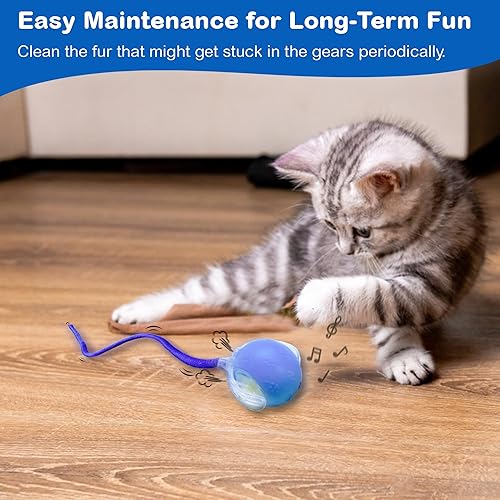 Miniatura 3 de Juguetes interactivos inteligentes para gatos, pelota móvil para gatos de interior, rodando rápidamente en la alfombra, sonido de pájaro y