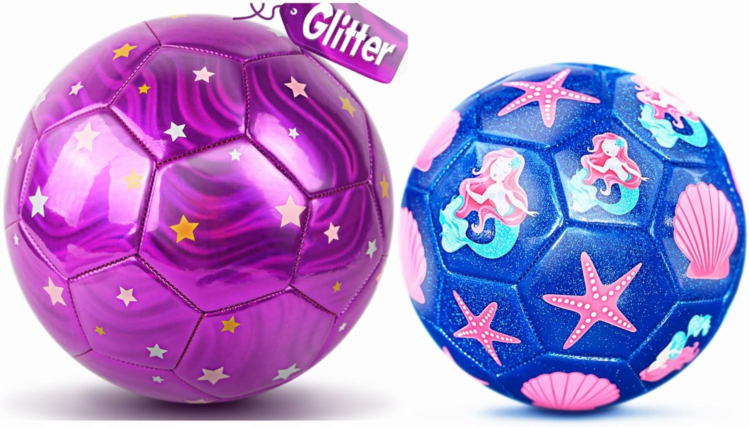 Glitter Soccer Ball Size 4 & Size 3 for Girls, Kids Outdoors Sports Training Ball Recreation Playing Ball Teens Girls Children Youth Back to School Birthday
