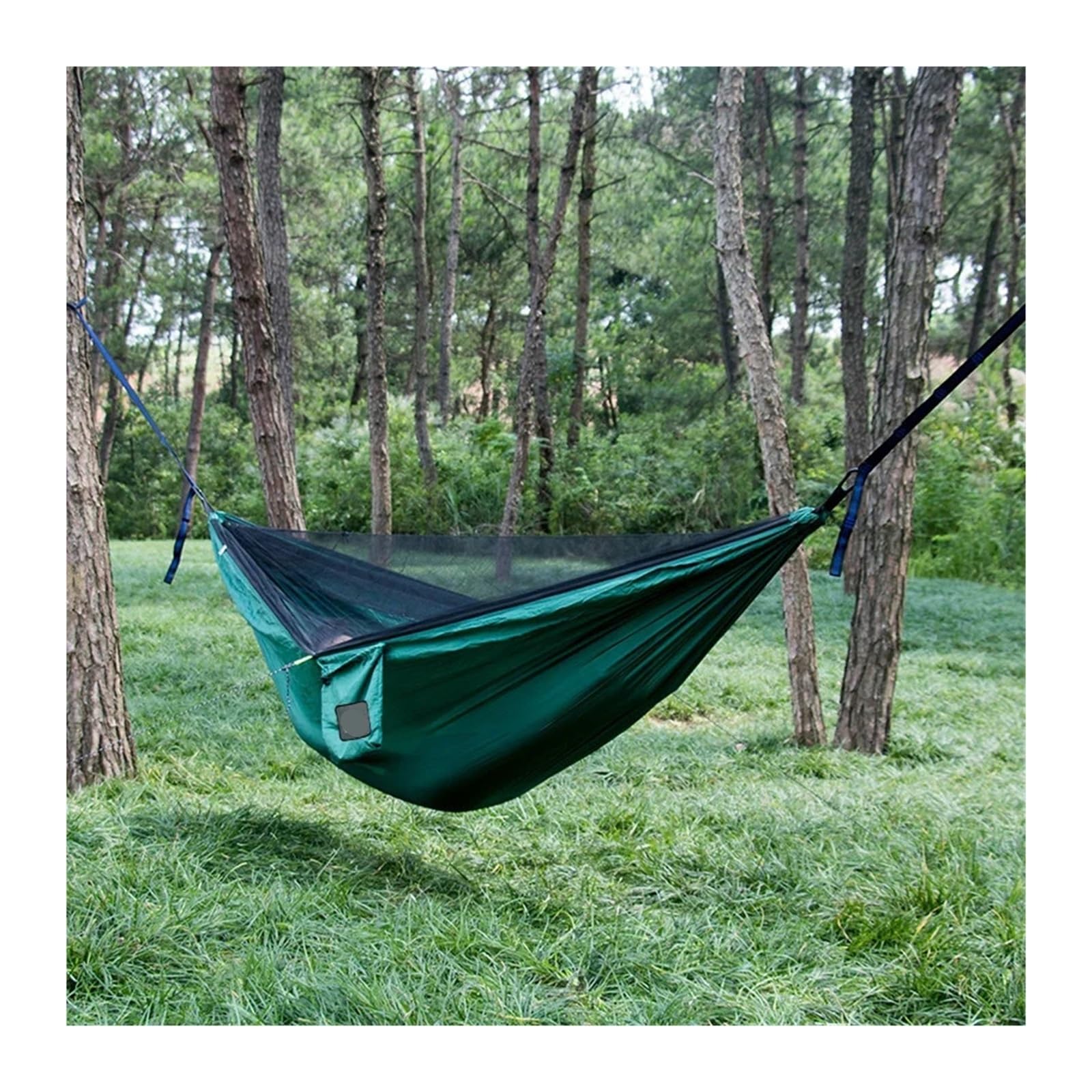 Moskitiera ogrodowa, Przenośny hamak z baldachimem i do powieszenia na łóżku Multicolor Camp Travel(Dark Green)