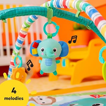 Bright Starts Wild Wiggles Baby Activity Gym & Play Mat with Taggies, Newborn and up - Green, 18.5x29.1x29.1 Inch