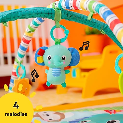 Miniatura 4 de Bright Starts Wild Wiggles - Alfombra de gimnasio y juego para bebés con barra de juguete plegable, para recién nacidos y más, verde, 18.5 x 29.1 x