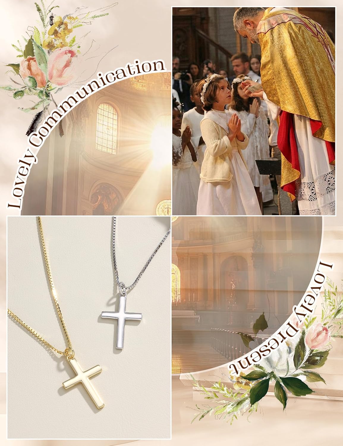 ORAZIO Cross Necklace for Women, 925 Sterling Silver or 18K Gold Plated Cross Necklaces Simple Box Chain Small Cross Pendant Choker Necklace Jewelry Gifts