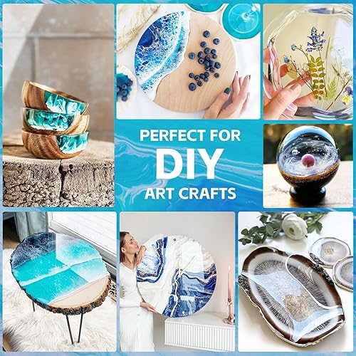 Miniatura 5 de ZYNNORIX - Kit de resina epoxi transparente, fuerte, duradero, no amarillea, sin burbujas, autonivelante, para bricolaje, joyas, mesa, moldes,