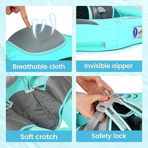 Miniatura 3 de HECCEI Flotador de natación para bebé con toldo flotador sólido no inflable lo mejora el flotador de natación infantil de material de cuero suave