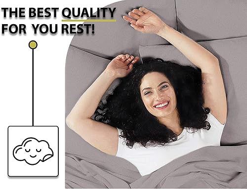 Miniatura 6 de Clementine 6 piezas de viscosa infundida derivada de bambú suave transpirable sábanas de cama gris claro Queen