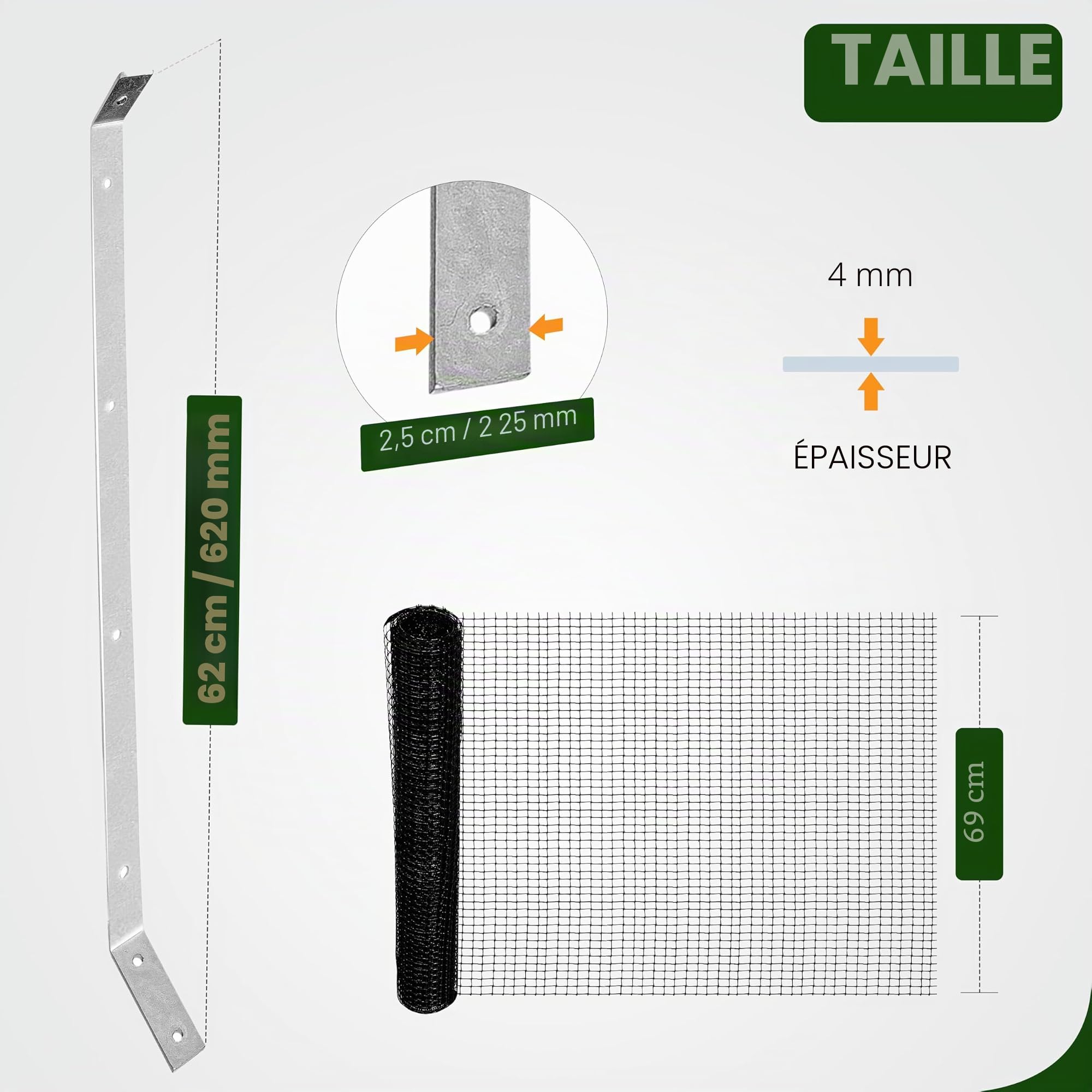 MISCHOME Kit de fixation de sécurité pour clôtures de jardin (10 mètres)