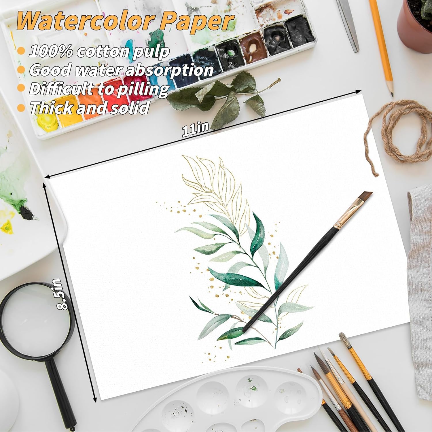 150 Sheets 100% Cotton Watercolor Paper Bulk -140LB/300GSM Art Paper-8.5 x 11 inch Painting & Craft Paper, Finger Paints, Watercolor, Tempera, Drawing, Art Room & Home School Crafts