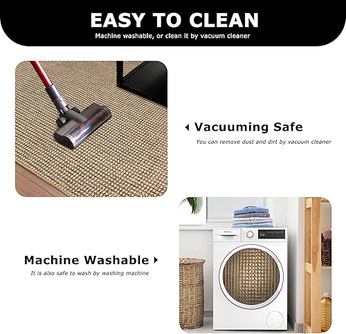 Miniatura 3 de KOZYFLY Alfombra de pasillo larga lavable de estilo bohemio de 3 x 8 pies, antideslizante, color beige, alfombra para pasillo interior, cocina,