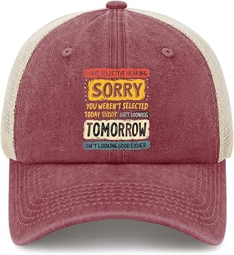 I Have Selective Hearing Hat Trucker Hat Men Vintage Mesh Hat for Summer