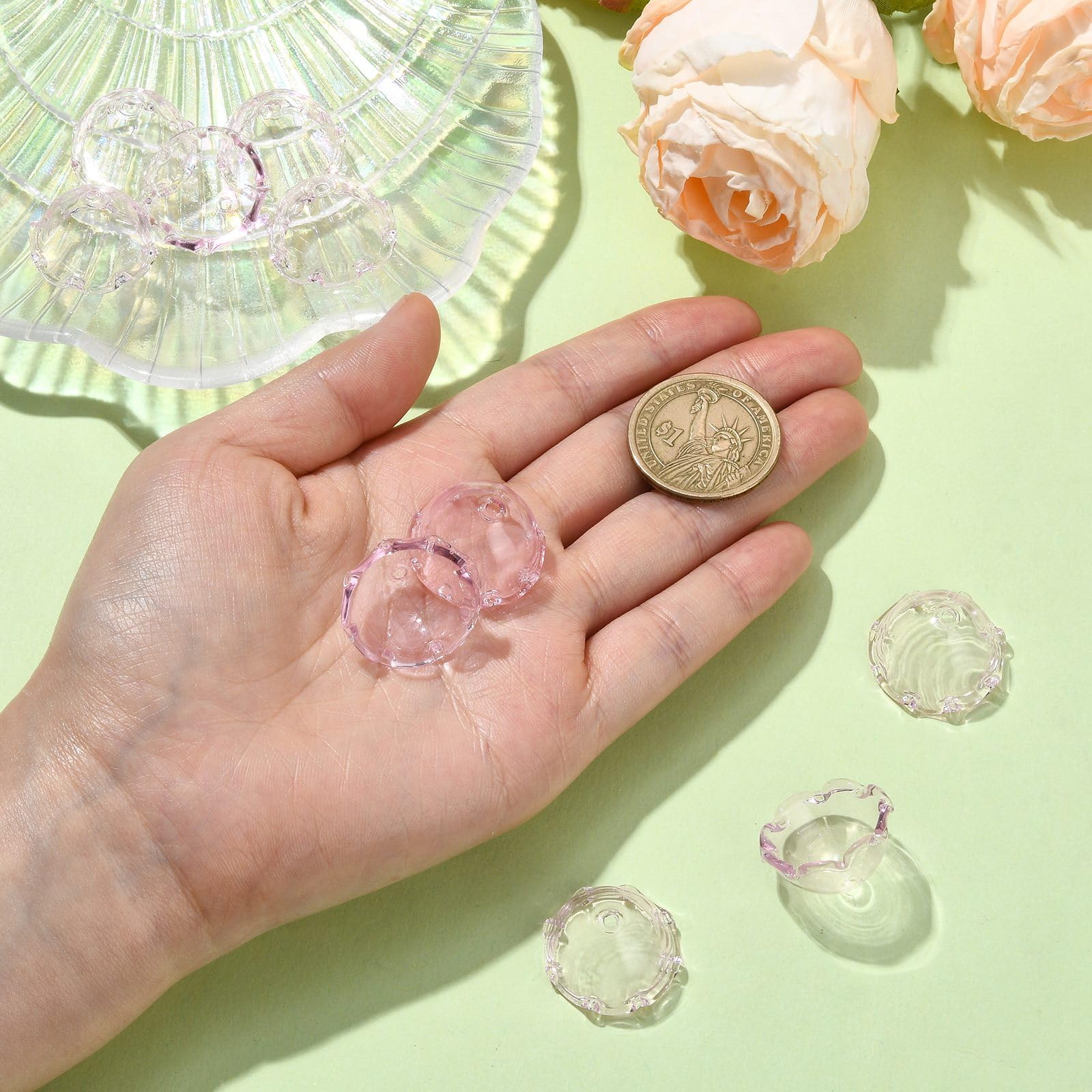 UR URLIFEHALL 10 Pcs Wind Chimes Flower Bead Caps Glass Floral Bead End Caps Spacers for Jewellery Making DIY Crafts Home Decoration - Image 3