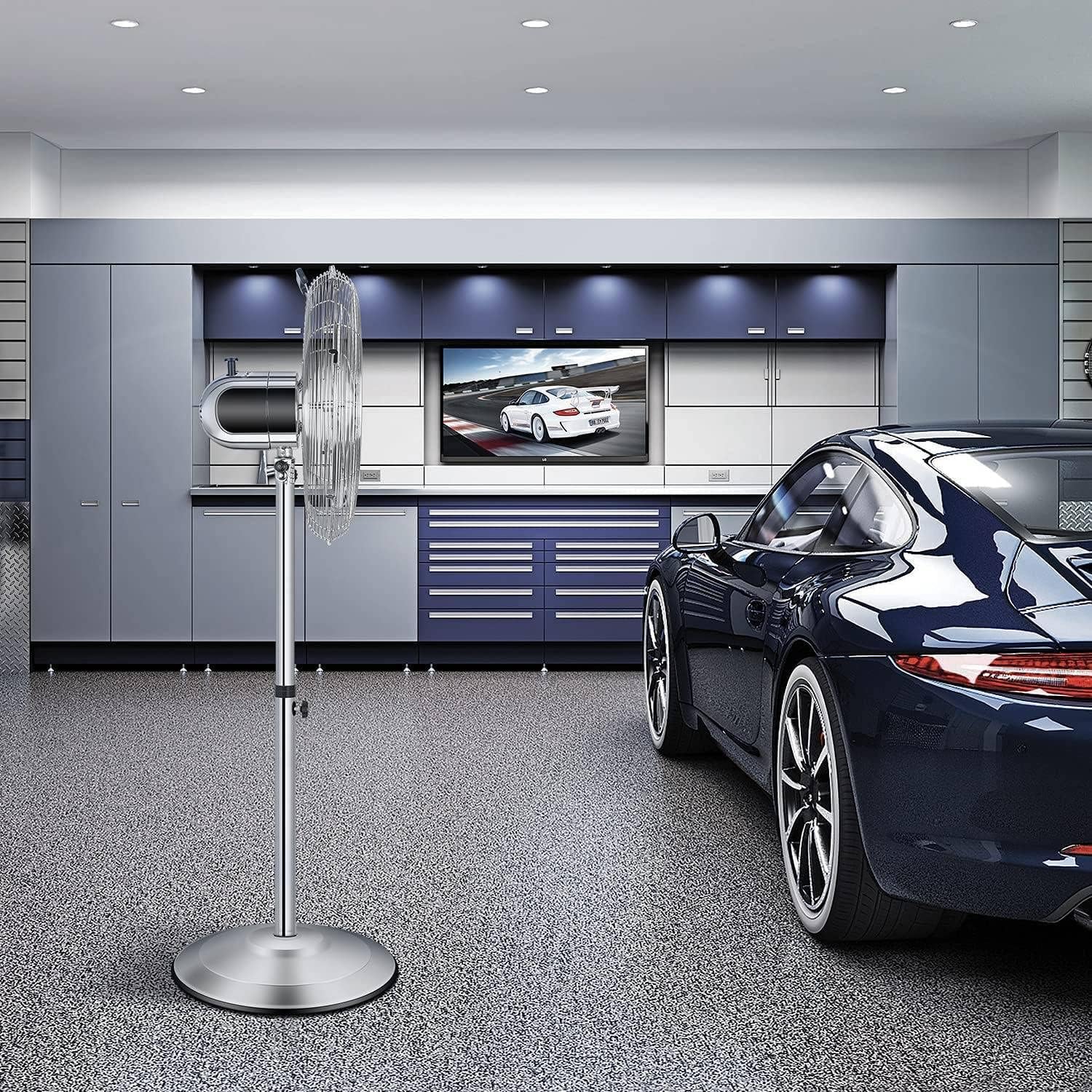 16 Inch Stand Fan Adjustable Heights 3 Settings Speeds Metal Low Noise