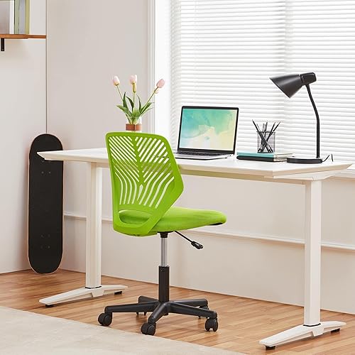 Miniatura 4 de Topeakmart Silla de escritorio de oficina, silla giratoria sin brazos, silla de trabajo de respaldo bajo con soporte lumbar y silla de estudio