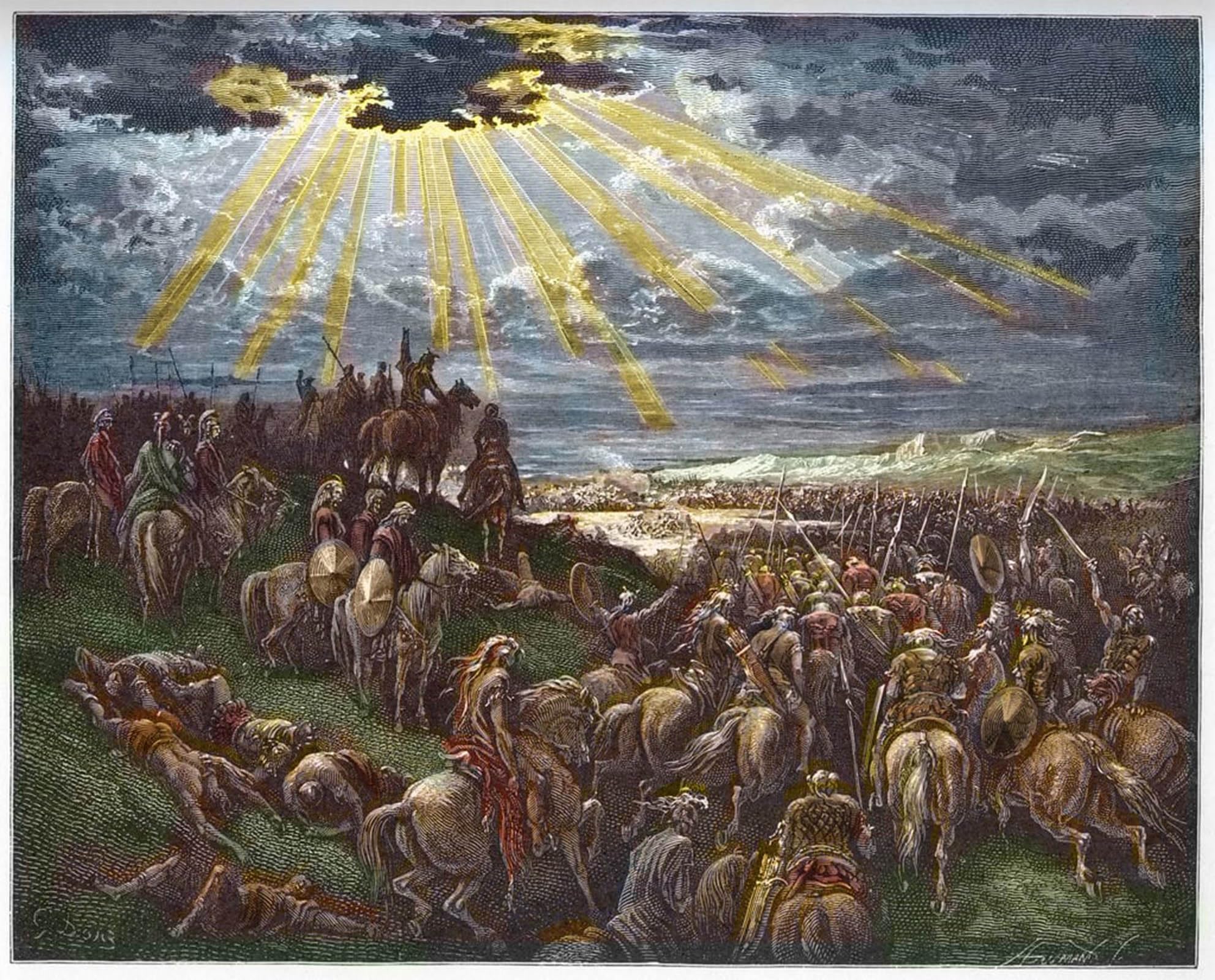 SERENDIPITP Retro Picture Poster Wall Art Pictures Painting Joshua Commanding the Sun to Stand Still by Gustave Dore Wall Art Canvas Print for Wall Decor 60x90cm