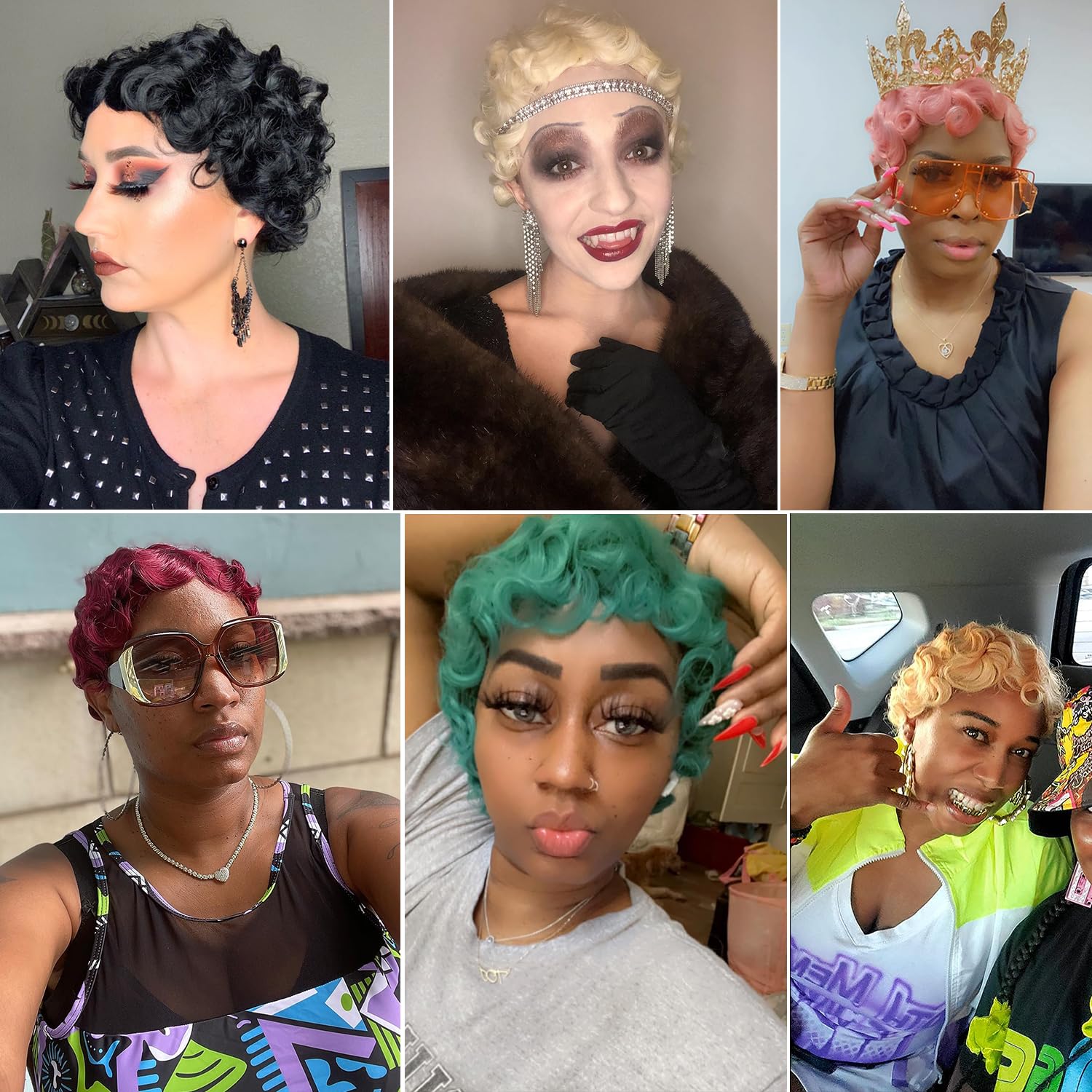 1920s Style Short Copper and Brown Heat Resistant Fingerwave Wig Brown and Copper Mix Finger Wave Costume Wig 1920s Short  main image 4