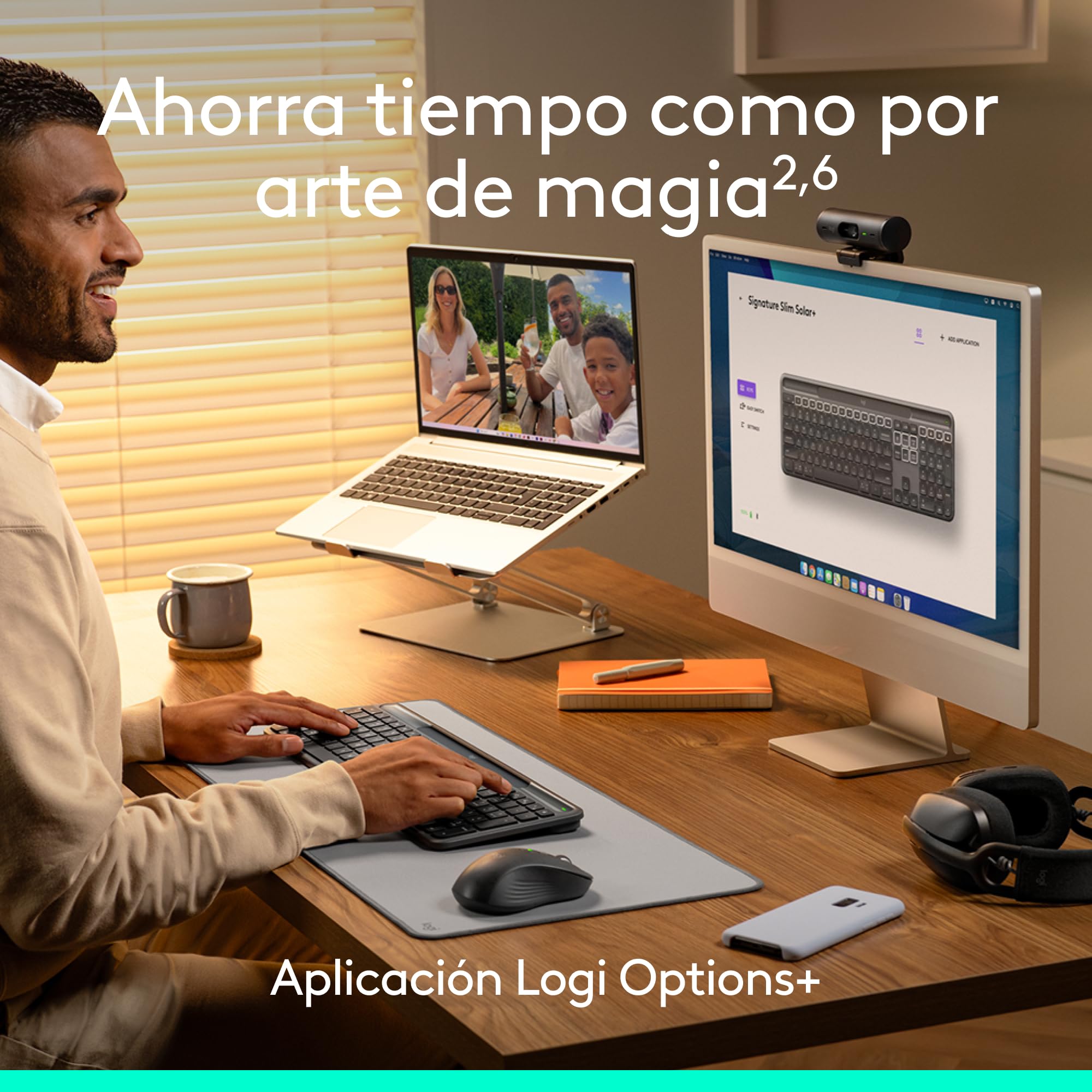 Logitech Signature Slim Solar+, Teclado inalámbrico Alimentado por luz Solar y Artificial, batería Duradera con una Vida útil de hasta 10 años, Teclas Personalizables, Bluetooth, QWERTY ESP - Grafito