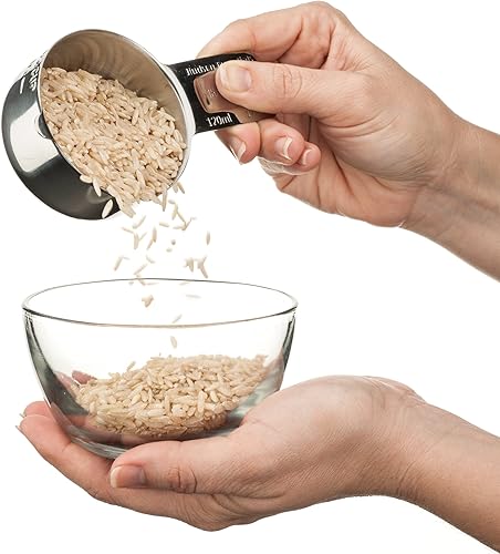 Miniatura 5 de Hudson Essentials Juego de tazas medidoras de acero inoxidable - Juego de 6 piezas apilables con pico