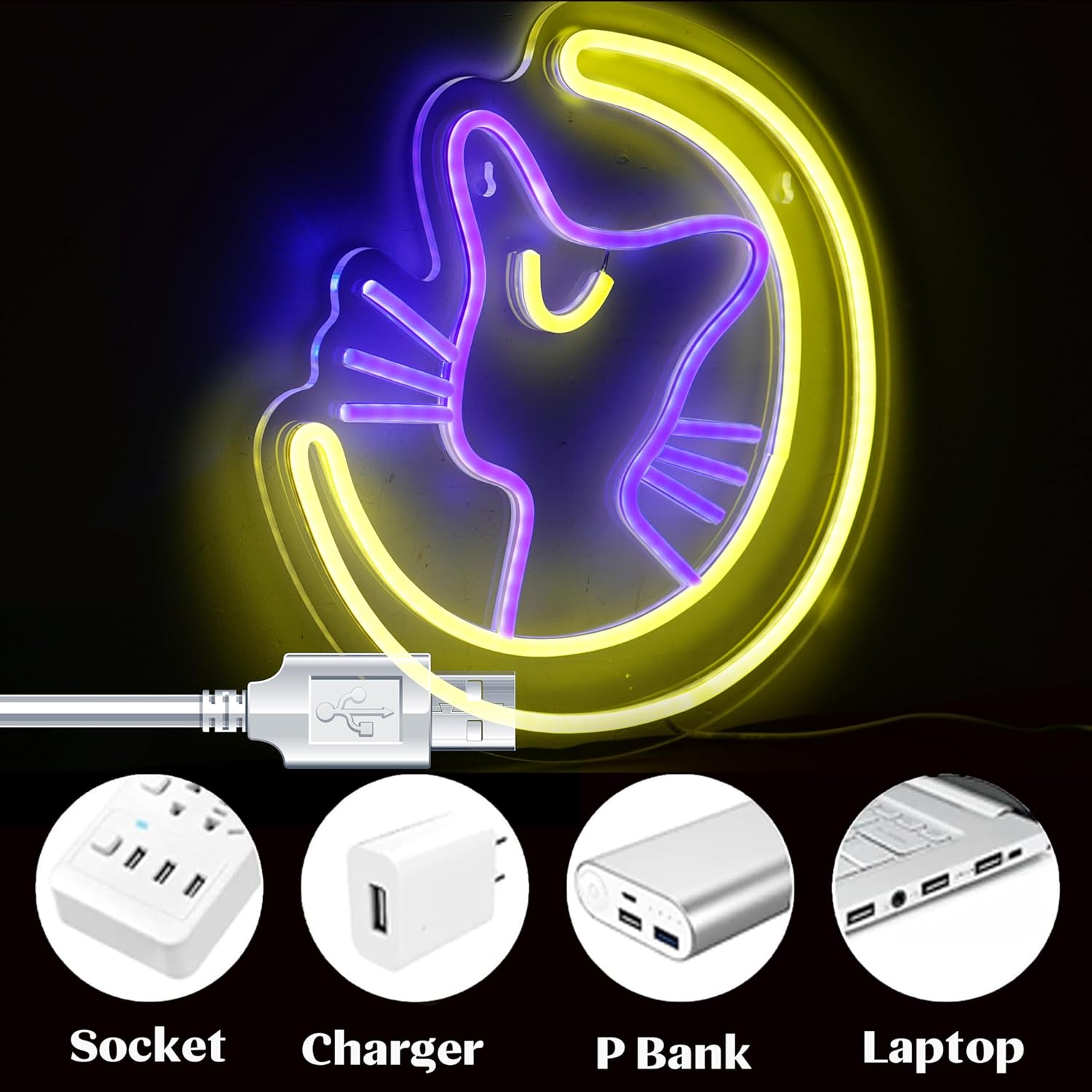 Japanese Anime Luna Neon Sign for Bedroom Wall Decor, LED Dimmable Moon Cat Signs for Kids Gifts, Luna Neon Light for Girls Game Room Dorm Birthday Party 13 * 13 Inches