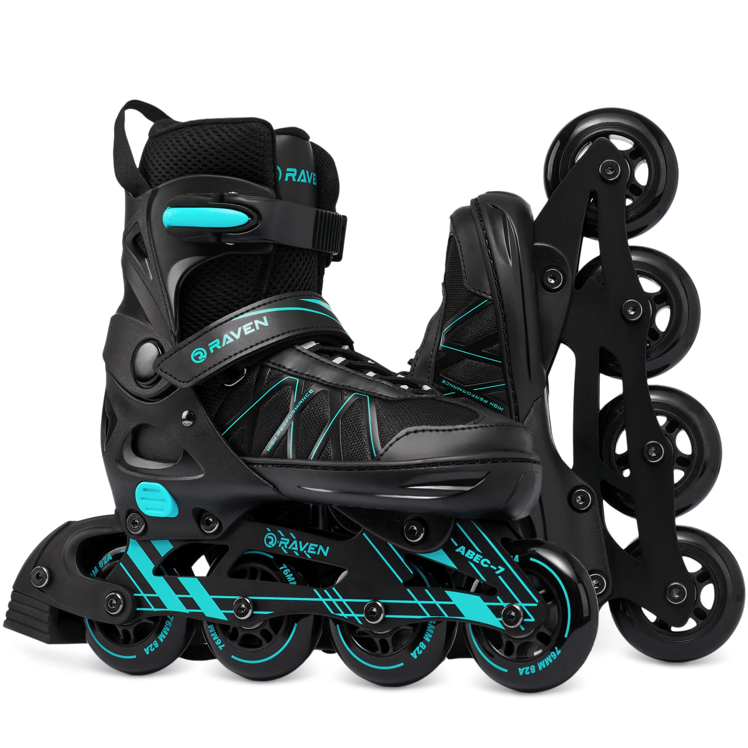RAVEN - Inline skates voor kinderen en volwassenen - Rolschaatsen 2-in-1 met schaatsblokken - verstelbare schaatsen voor kinderen en volwassenen - Pulse PRO Black, 40-43 (25,5-28 cm