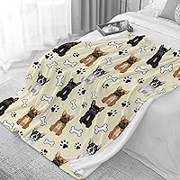 Vista 5 de Manta de bulldog francés, manta de franela de felpa ultrasuave, cálida y acogedora, decoración del hogar para sofá, cama para todas las estaciones