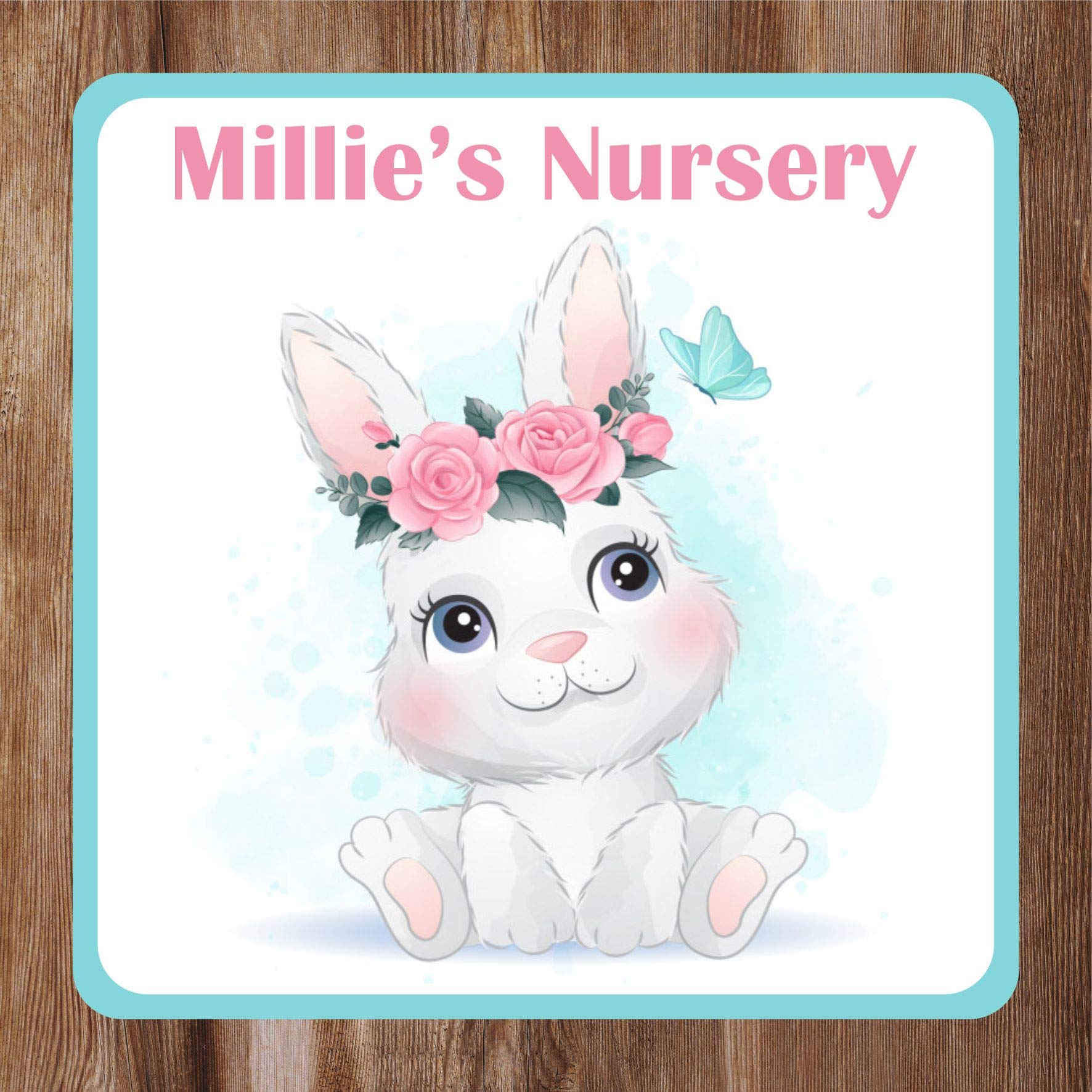 Cute Rabbit Kids Bedroom Door Sign Personalised For You - Any Name! Door Plaque,Girls/Boys,Nursery,Decor,Kids Room,Animals
