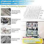 UPGRADED W10311986 W10380384 Dishwasher Lower Dishrack for Whirlpool Kenmore Dishwasher Rack Replacement Parts,304 Stainless Steel W10311986 W11158802 Whirlpool Dishwasher Rack with Wheel Bottom Rack