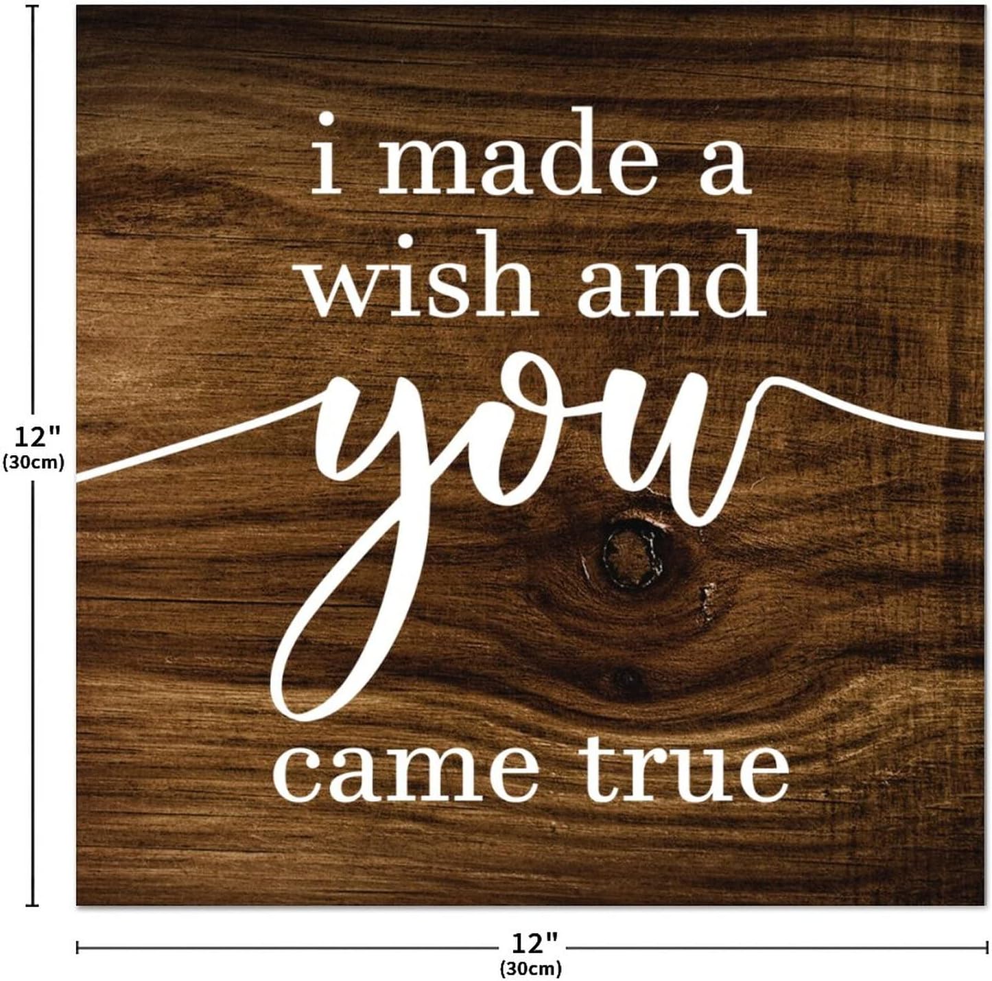 LITTLEGROVE SEEDS Vintage Boho Wooden Pallet Sign I Made A Wish And You Came True Wall Sign with Quotes 12x12in Farmhouse Wall Decor Wall Art Wall Hanger for Home Bedroom Kitchen Living Room