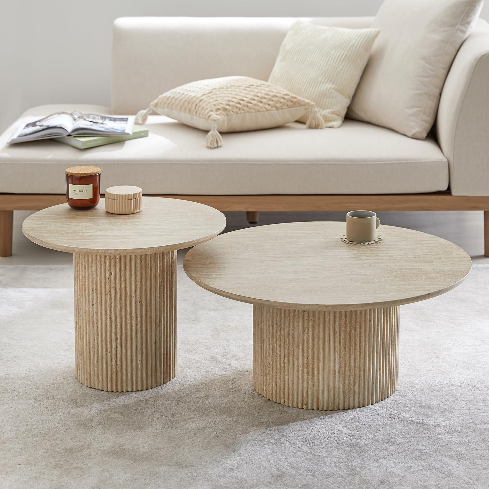 Amazon.co.jp: LOWYA ロウヤ ネストテーブル 丸 ローテーブル