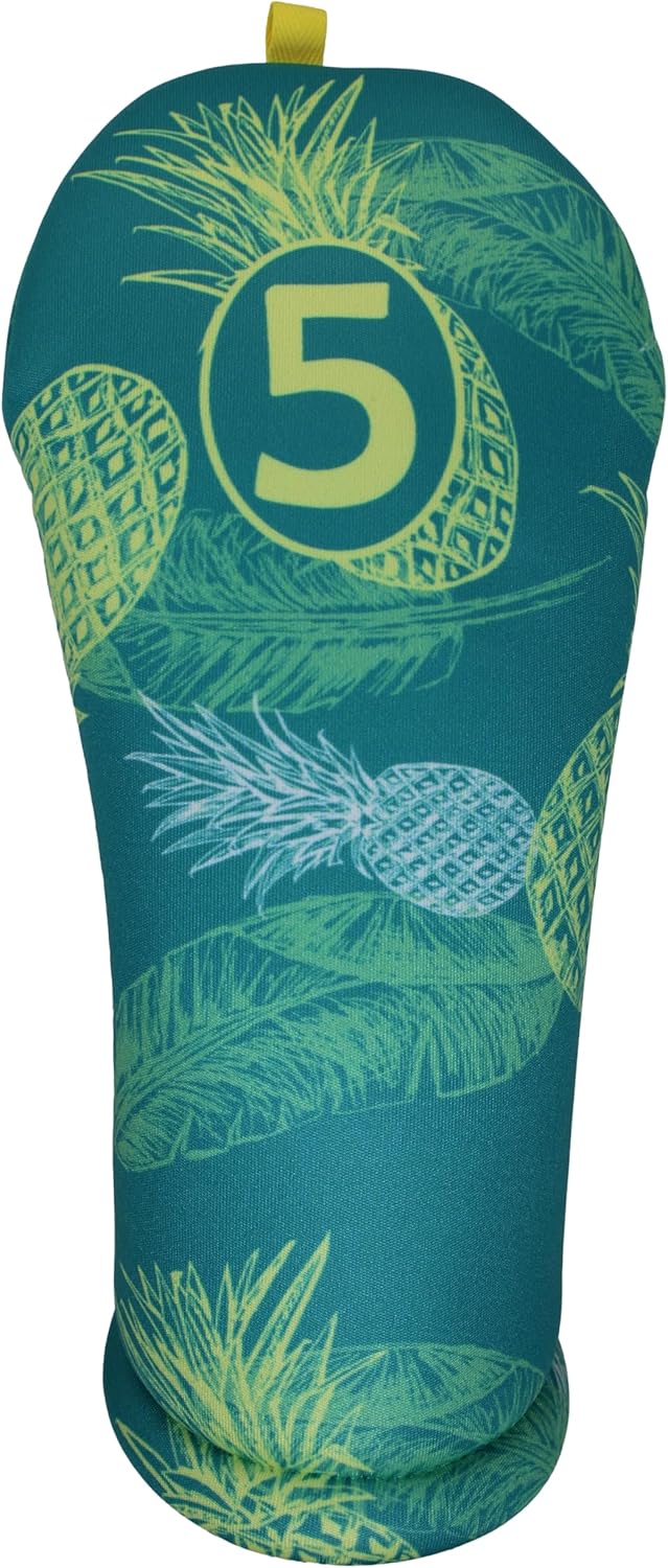 Golf Club Headcovers Green Pineapple Hawaiian Print Handcrafted in The USA - Sold Separately - This Collection has 13 Cover Numbers to Choose from for hybrids, fairways, and Driver by BeeJos