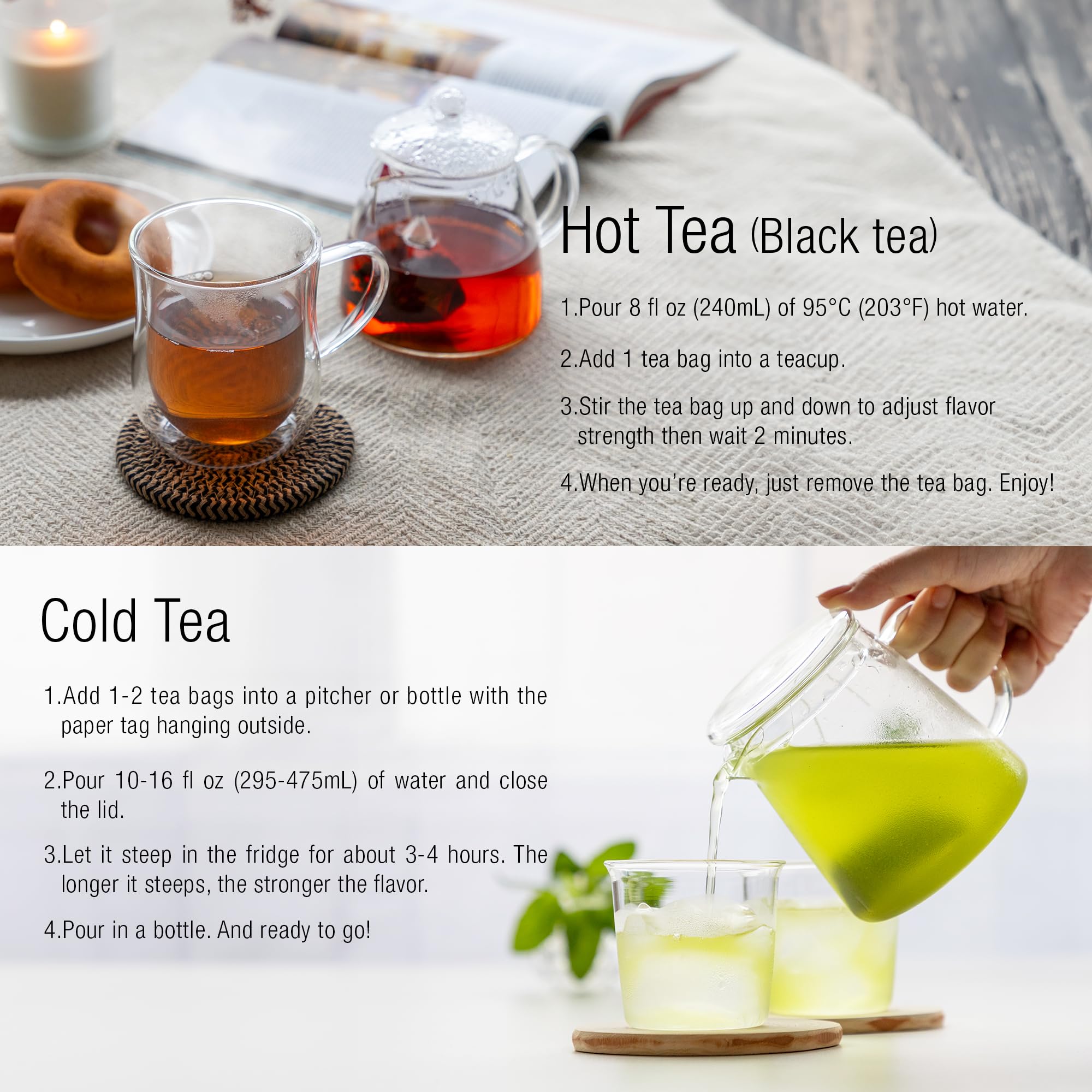 Asayu Japan Set de Té - Timeless Brew Gift Set (Té Negro Japonés Wakocha y Genmaicha con Gyokuro) 30 Bolsitas, Hecho en Japón, para Relajación y Concentración