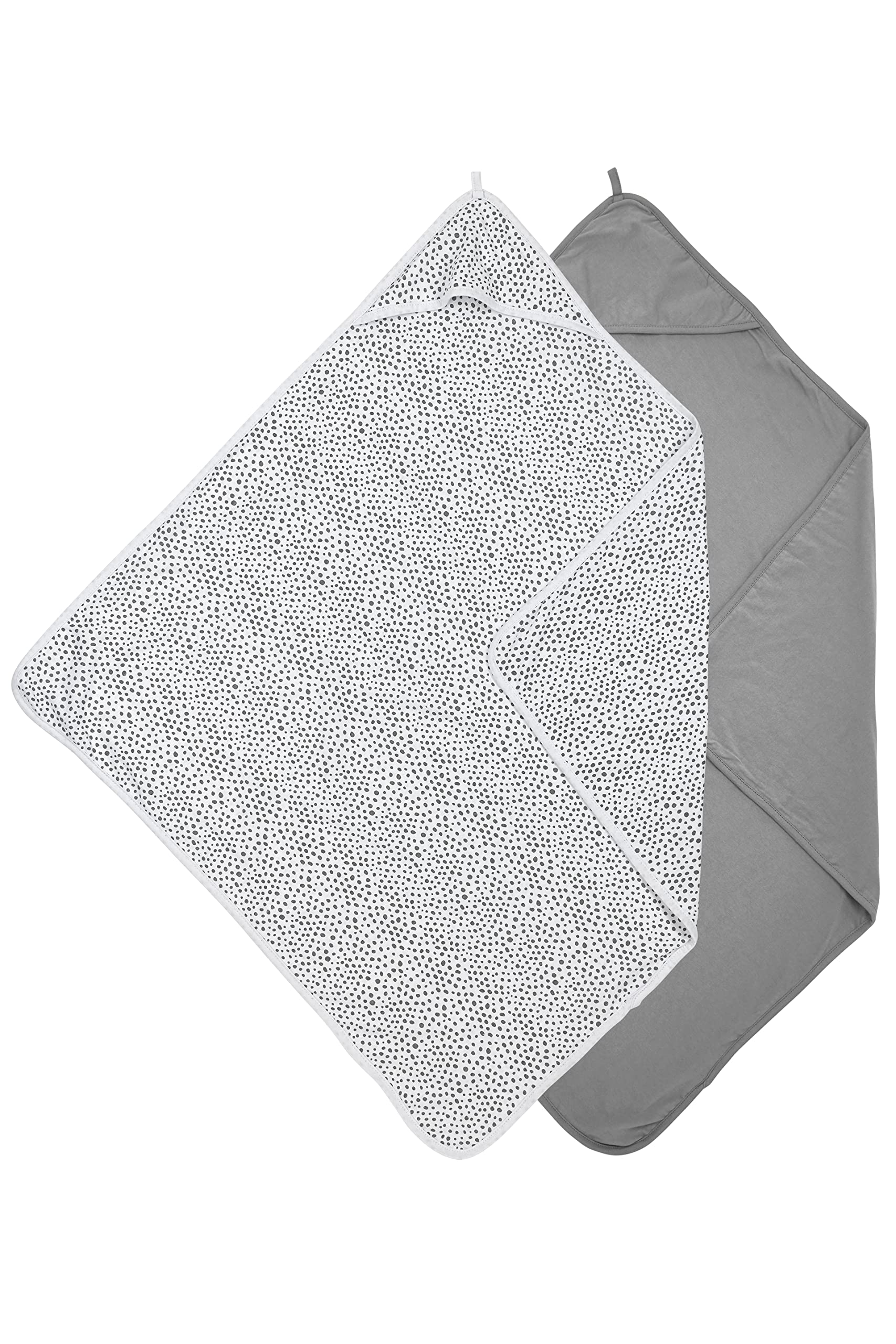 Meyco Baby Hooded Towel Cheetah Plain Grey 80 x 80 cm Pack of 2, Gray, 80x80cm