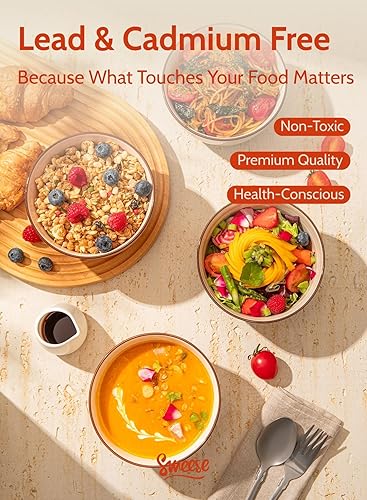 Miniatura 9 de Sweese Tazón de cereales  Juego de 6 cuencos de sopa de 20 onzas para cereales, aperitivos, arroz, ensalada, guarniciones, cuencos de porcelana para