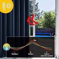Deconovo Sötétítő Függöny Fém Karikákkal - Zajvédő, Fényáteresztést Gátló, Hőszigetelő Polyester Függöny Hálószobába, Sötétkék, 138x132 cm 2