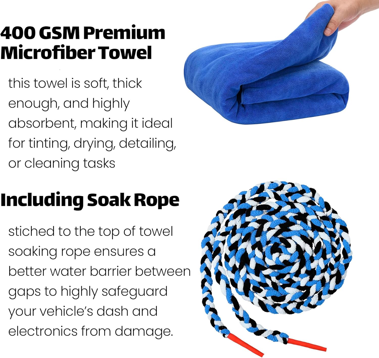Dash Towel Window Tint With Soak Rope Car Tinting Dash Protection Dashboard Cover Protection Microfiber Tint Towel Super Absorbent Protective Water Shield for Windshield Film Installation Tint Tools