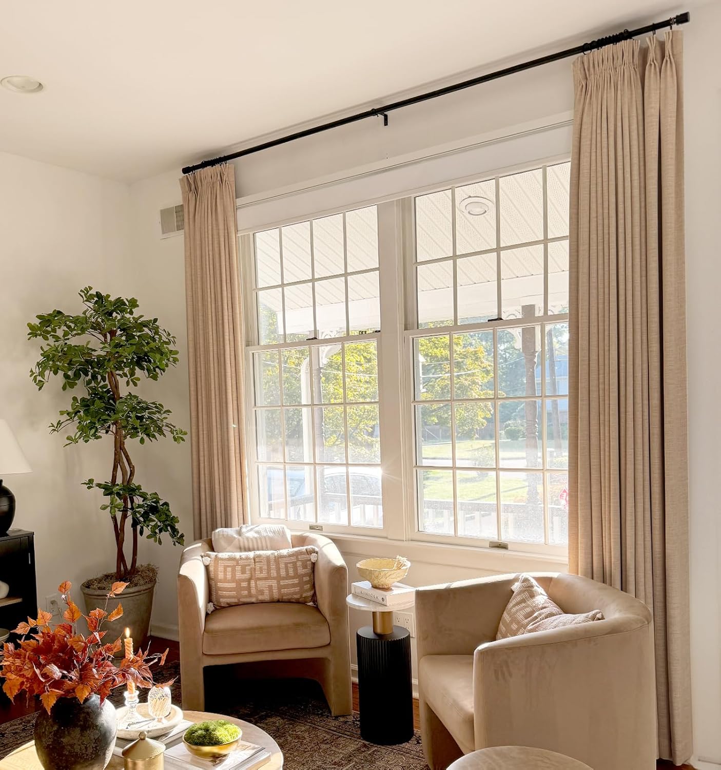 HOMERILLA Lille Linen Custom Curtains,Blackout Curtains/Room Darkening Curtains,Sliding Glass Door Curtains,Size Customizable,38 Colors for Choosing,Multi-Type Hanging Styles,1 Panel
