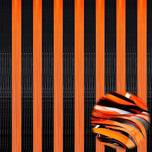 Telón de fondo de serpentina de Halloween, cortinas de flecos de oropel de Halloween naranja y negro, serpentina de Halloween para fiestas, disponible en Yaxa Peru