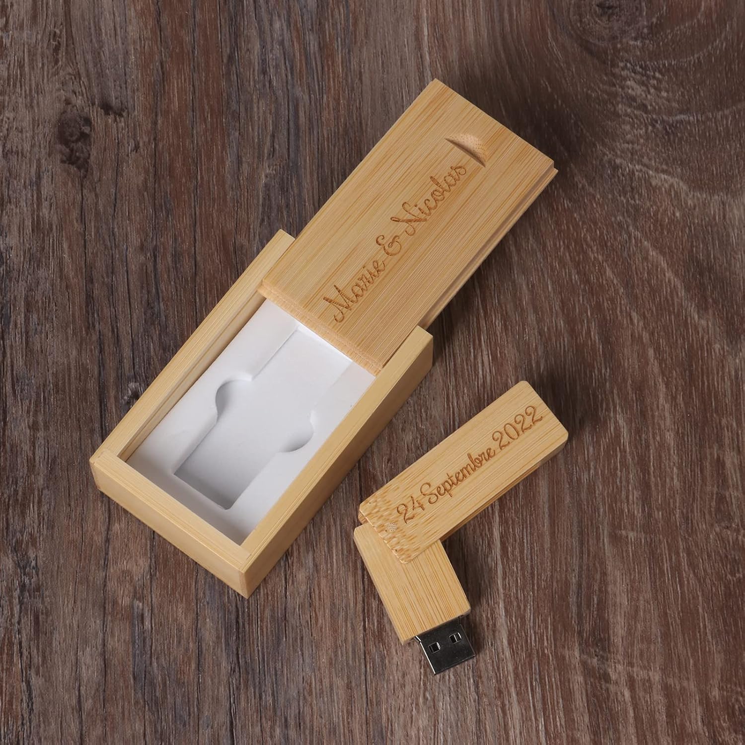 Customized Gift Personalised Engraved USB 2.0 Flash Drive Memroy Stick, Personalised Gift Engraved Wooden USB Flash Drive for Wedding, Graduation, Birthday