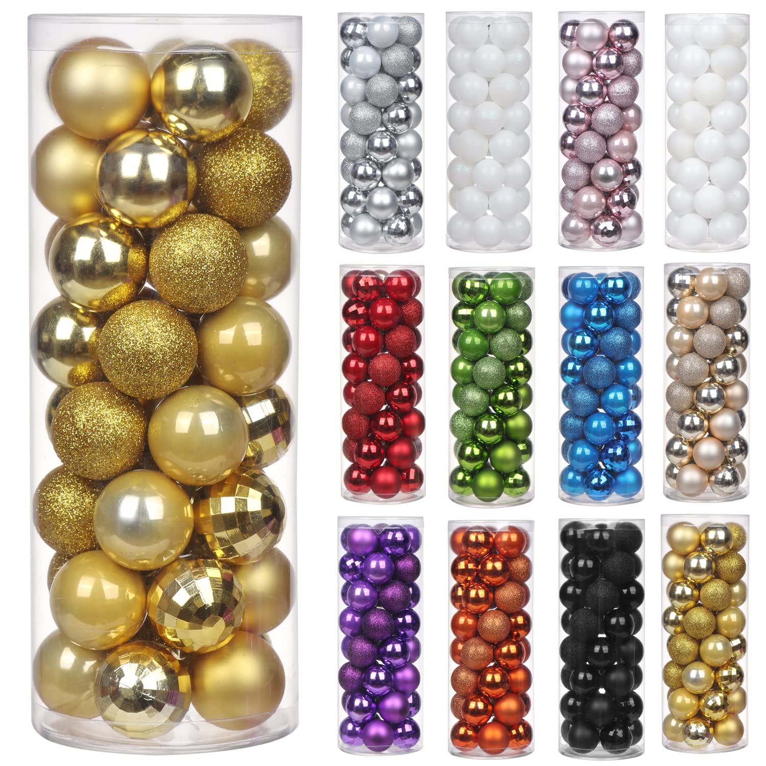 Briful Gold 40Pcs 4Cm Christmas Baubles, Christmas Tree Decorations Xmas Hanging Ornaments Small Shatterproof Balls For Home Festival Gifts Xmas Decorations