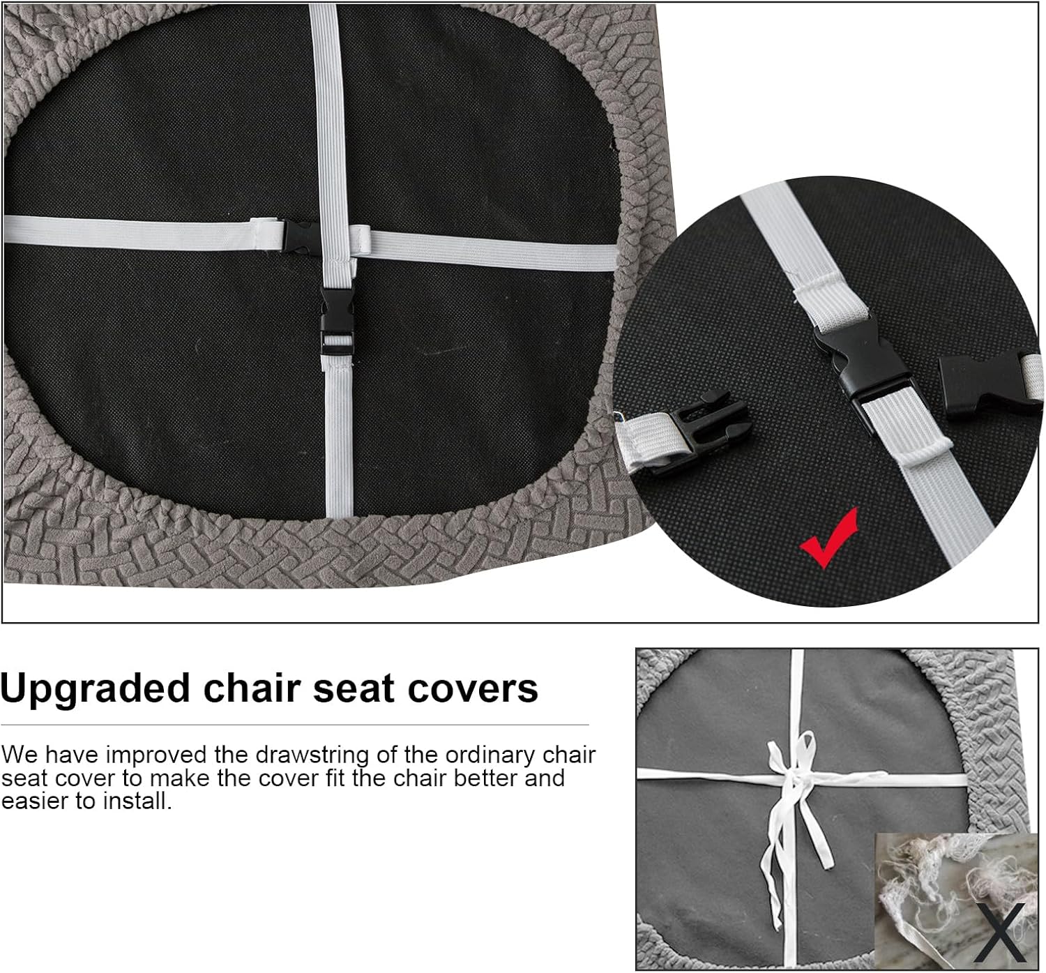Genina Seat Covers for Dining Room Chair Seat Slipcovers Kitchen Chair Covers (Gray, 4 Pcs)