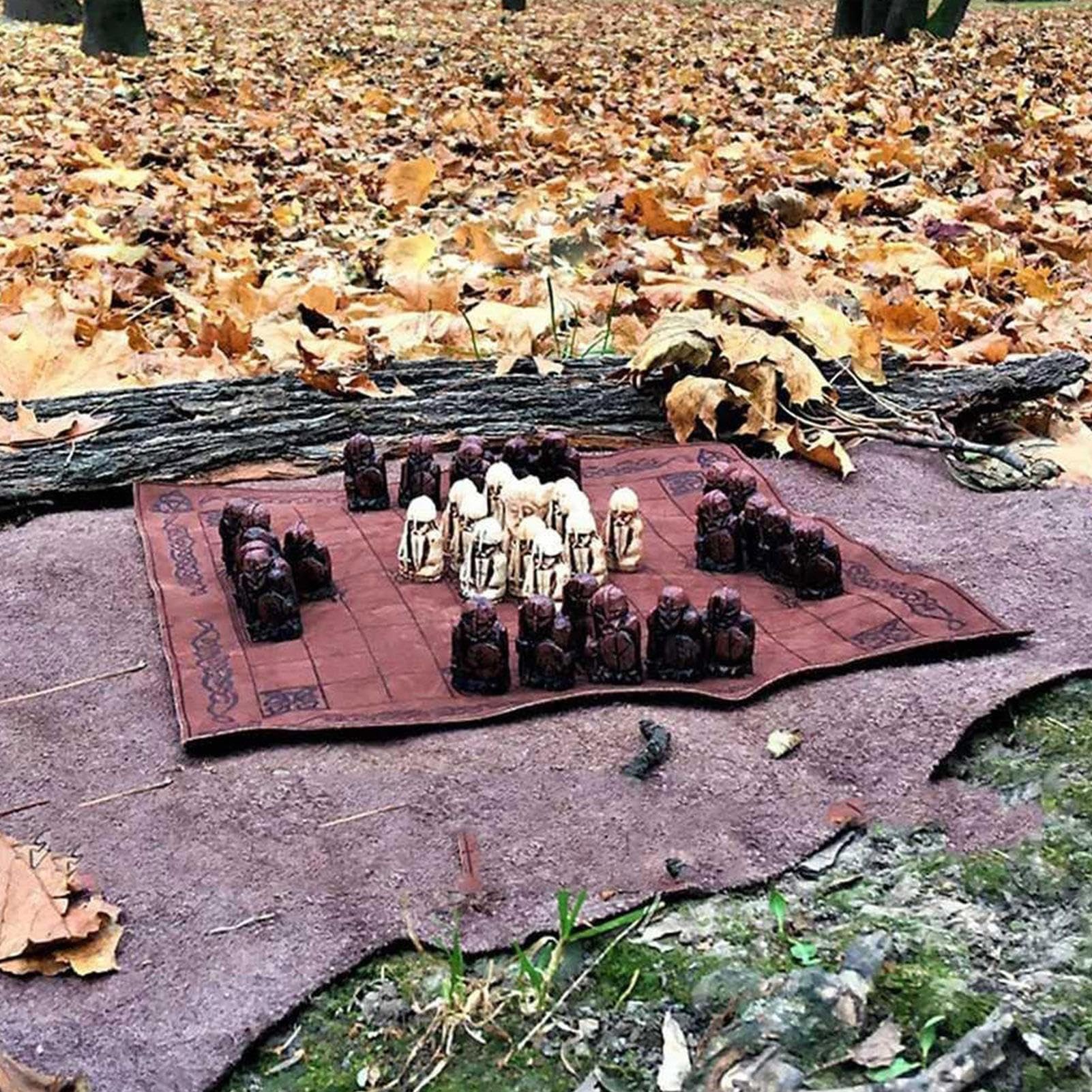 Scacchi Vichinghi In Resina Con Scacchiera In Legno – Set Da Viaggio Pieghevole, Regalo Per Adulti E Bambini