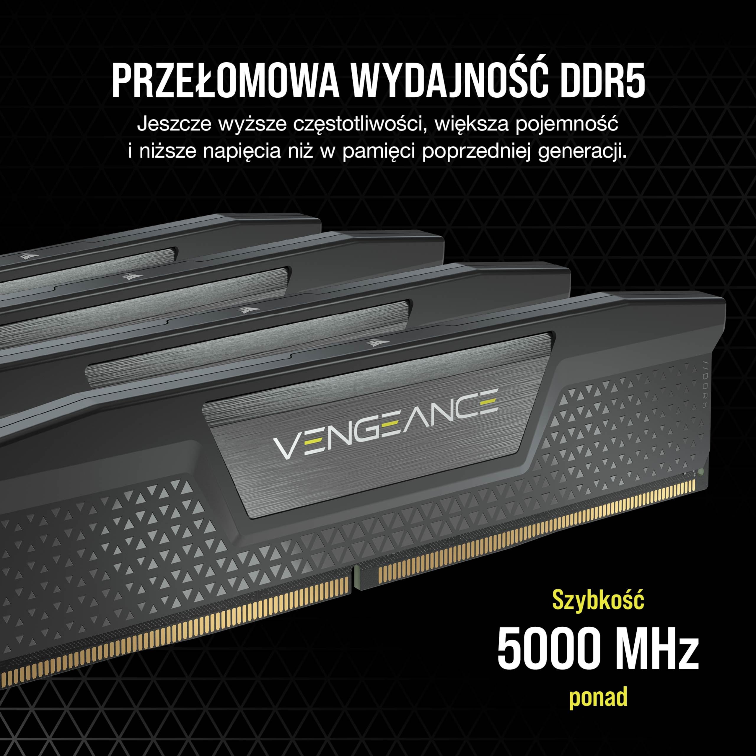 CORSAIR VENGEANCE DDR5 RAM 16GB (1x16GB) 5200MHz CL40-40-40-77 1.25V Intel XMP 3.0 RAM do Komputera – Czarny (CMK16GX5M1B5200C40)