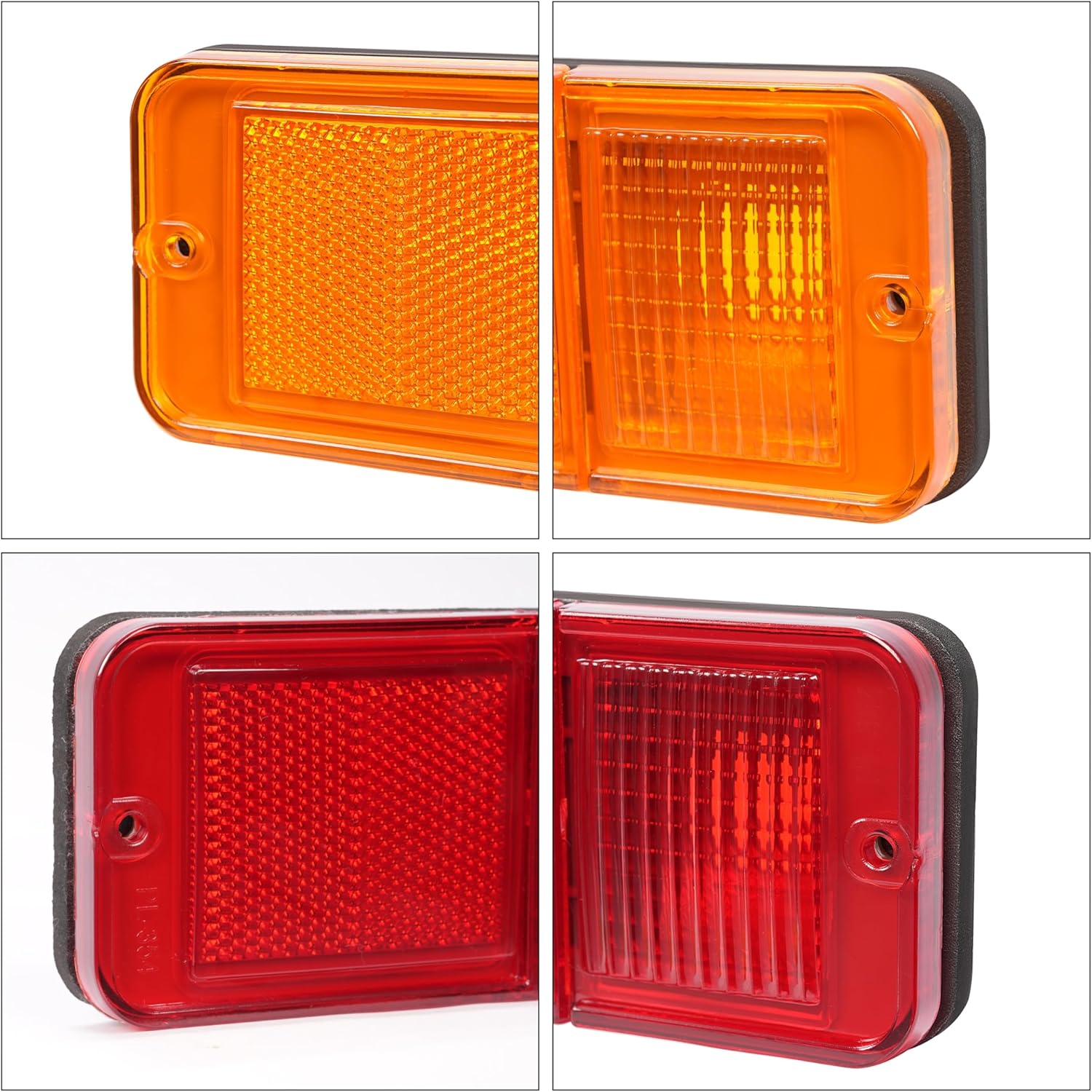 HECASA Pair 4Pcs Side Marker Light Compatible with 1968-1972 Chevy Chevrolet GMC C/K Truck Suburban Replacement for CT26712 CT26713 Marker Lamp Driver&Passenger Side Front Amber Lens Rear Red Lens