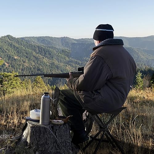 Miniatura 3 de Tangkula Paquete de 2 taburetes de caza de camuflaje, taburete plegable resistente de 4 patas con correa de transporte, ligero portátil para caza,