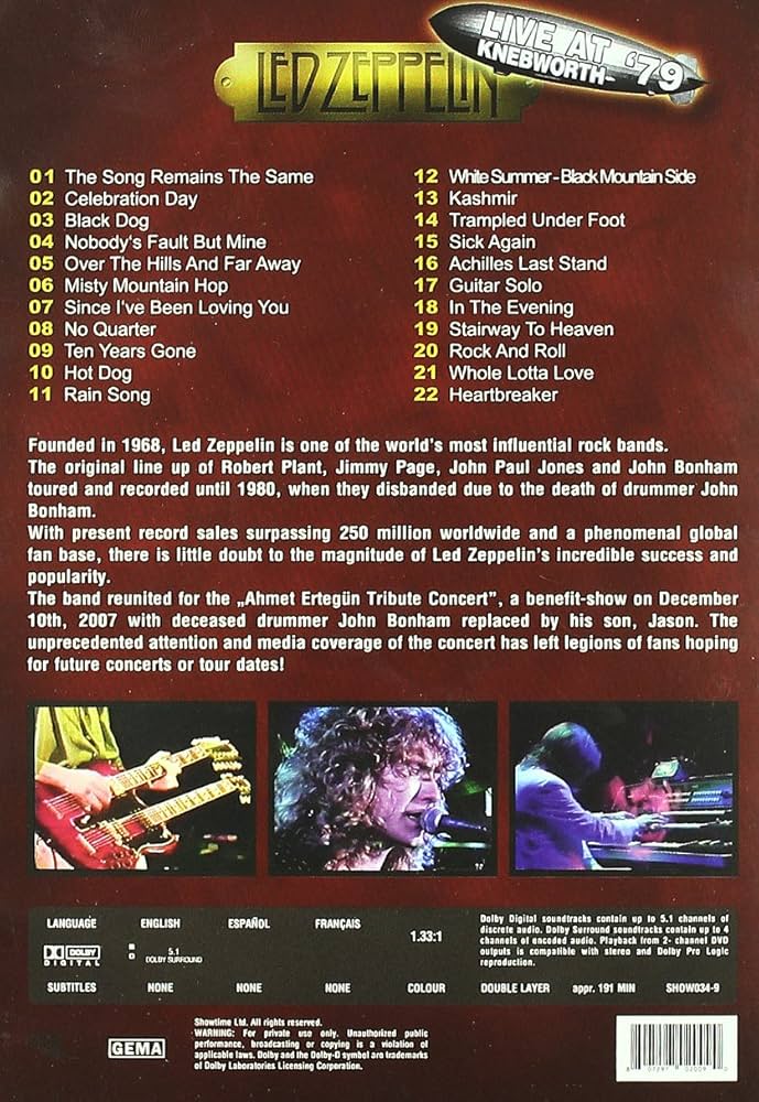 LED ZEPPELIN-LIVE IN CONCERT UK 79(DVD): Amazon.co.uk: Led